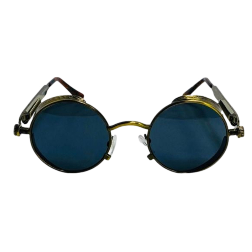 6094 | Gun Metal Round Steampunk Sunglasses
